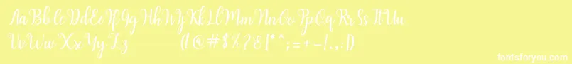 Hearty Script Font – White Fonts on Yellow Background
