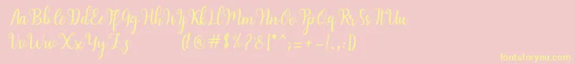 Hearty Script-Schriftart – Gelbe Schriften auf rosa Hintergrund