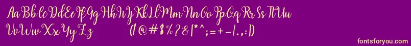 Fonte Hearty Script – fontes amarelas em um fundo roxo