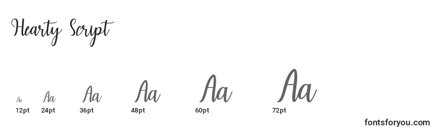 Hearty Script Font Sizes