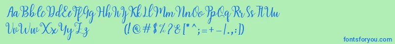 Hearty Script Font – Blue Fonts on Green Background