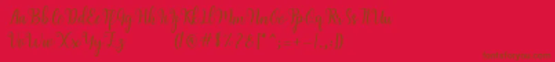 Hearty Script Font – Brown Fonts on Red Background