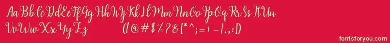 Hearty Script Font – Green Fonts on Red Background