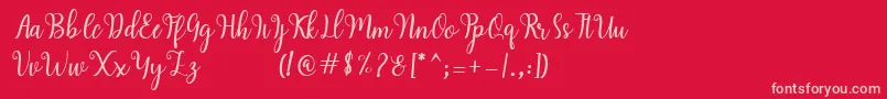 Hearty Script Font – Pink Fonts on Red Background
