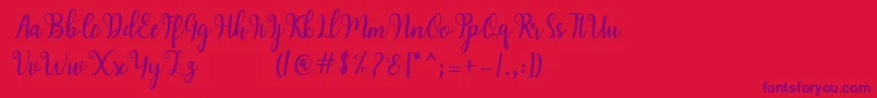 Hearty Script Font – Purple Fonts on Red Background