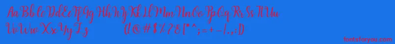 Fonte Hearty Script – fontes vermelhas em um fundo azul