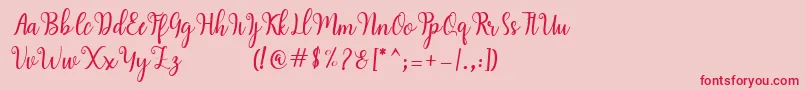 Hearty Script Font – Red Fonts on Pink Background