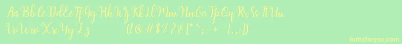 Hearty Script Font – Yellow Fonts on Green Background