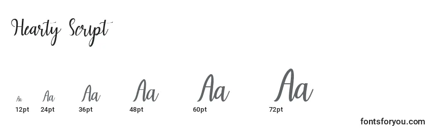 Hearty Script (129229) Font Sizes