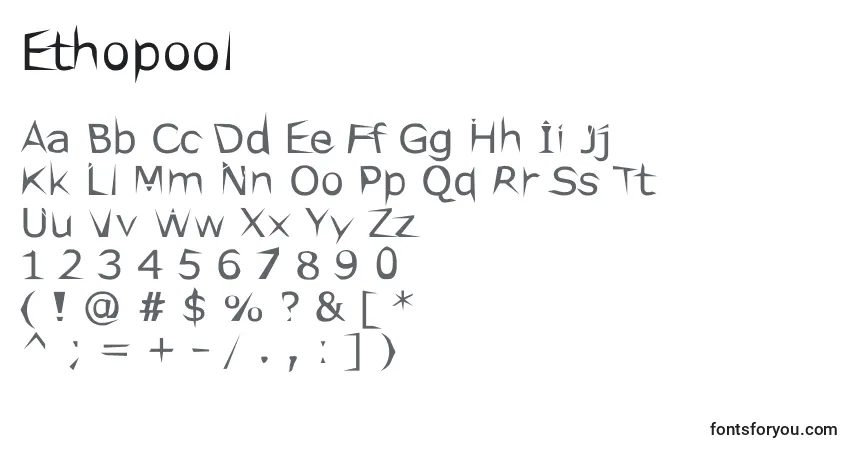Schriftart Ethopool – Alphabet, Zahlen, spezielle Symbole