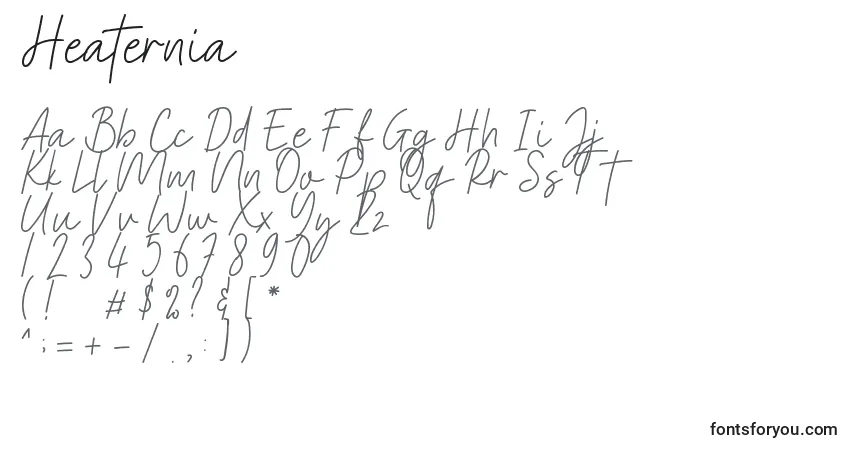 Шрифт Heaternia – алфавит, цифры, специальные символы