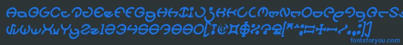 Czcionka HEATHER THOMAS Bold Italic – niebieskie czcionki na czarnym tle