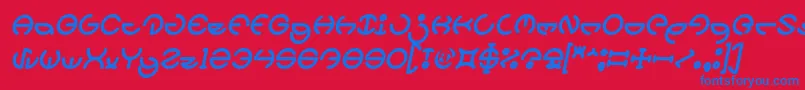 フォントHEATHER THOMAS Bold Italic – 赤い背景に青い文字