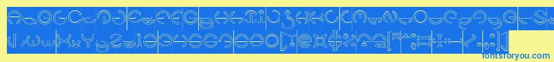 HEATHER THOMAS Hollow Inverse Font – Blue Fonts on Yellow Background