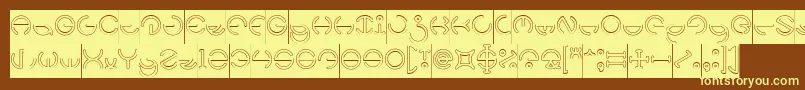 HEATHER THOMAS Hollow Inverse Font – Yellow Fonts on Brown Background