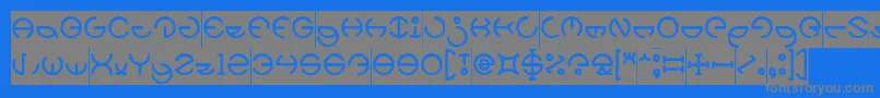 HEATHER THOMAS Inverse-Schriftart – Graue Schriften auf blauem Hintergrund