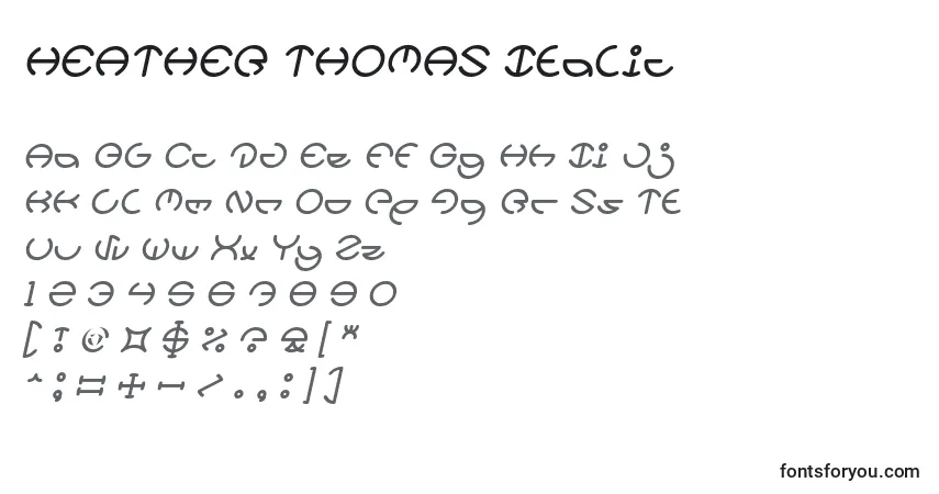Шрифт HEATHER THOMAS Italic – алфавит, цифры, специальные символы