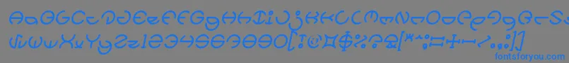 フォントHEATHER THOMAS Italic – 灰色の背景に青い文字