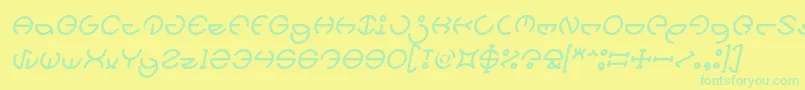 フォントHEATHER THOMAS Italic – 黄色い背景に緑の文字