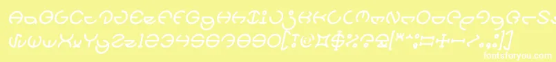 Fonte HEATHER THOMAS Italic – fontes brancas em um fundo amarelo