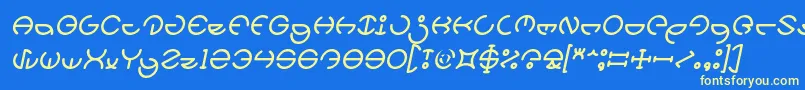 Czcionka HEATHER THOMAS Italic – żółte czcionki na niebieskim tle