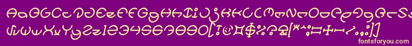 HEATHER THOMAS Italic-fontti – keltaiset fontit violetilla taustalla