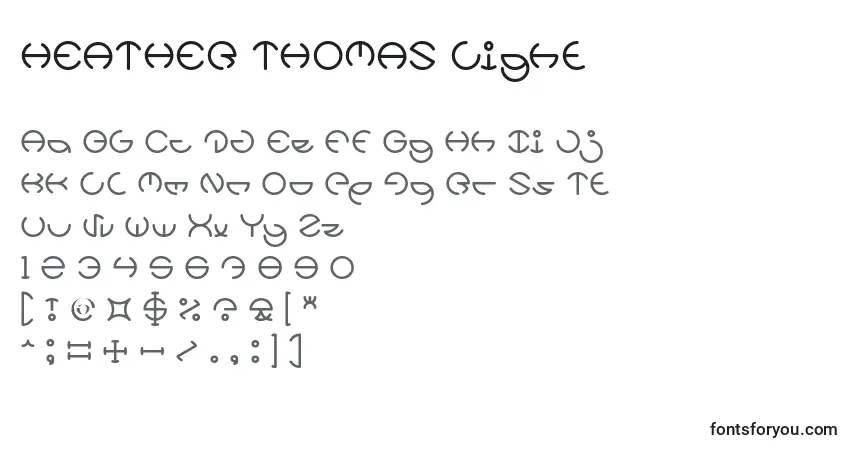 Schriftart HEATHER THOMAS Light – Alphabet, Zahlen, spezielle Symbole