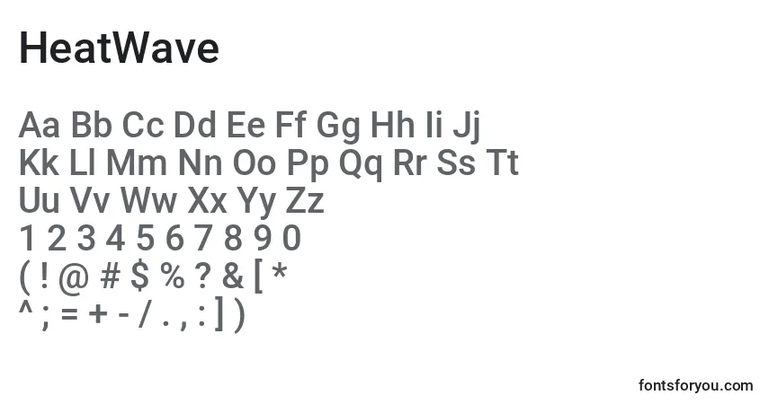 Czcionka HeatWave (129239) – alfabet, cyfry, specjalne znaki