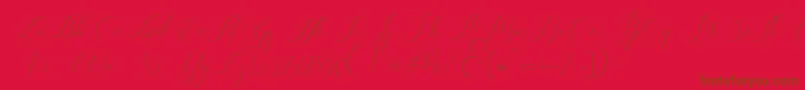 Heavenly Regular demo version-fontti – ruskeat fontit punaisella taustalla