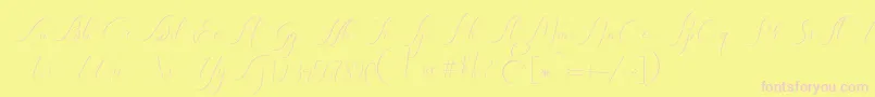 Czcionka Heavenly Regular demo version – różowe czcionki na żółtym tle
