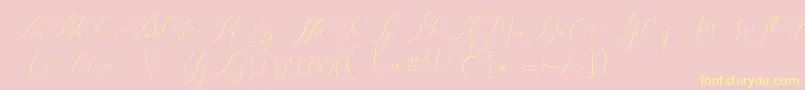 Heavenly Regular demo version-Schriftart – Gelbe Schriften auf rosa Hintergrund