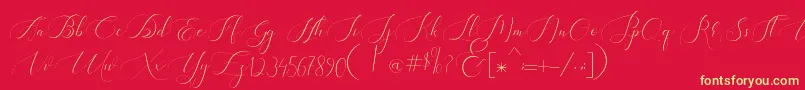 Heavenly Regular demo version Font – Yellow Fonts on Red Background