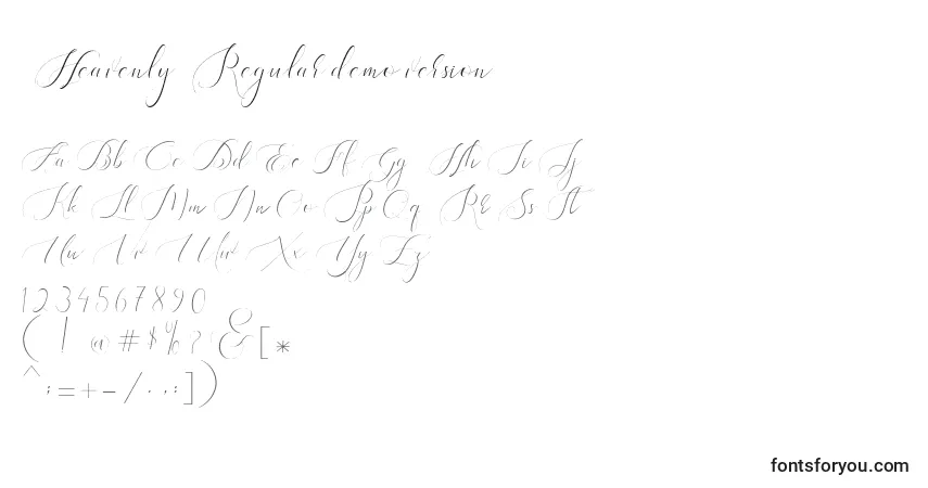 Шрифт Heavenly Regular demo version (129241) – алфавит, цифры, специальные символы