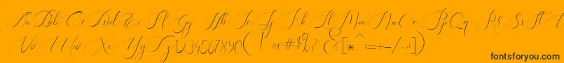 Heavenly Regular demo version-Schriftart – Schwarze Schriften auf orangefarbenem Hintergrund