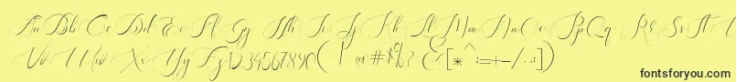 Fonte Heavenly Regular demo version – fontes pretas em um fundo amarelo