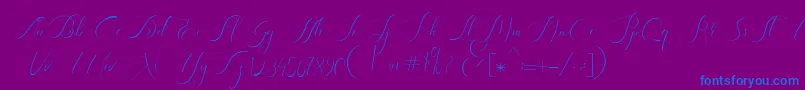 Heavenly Regular demo version-Schriftart – Blaue Schriften auf violettem Hintergrund