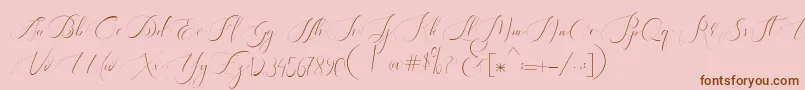 Heavenly Regular demo version-Schriftart – Braune Schriften auf rosa Hintergrund