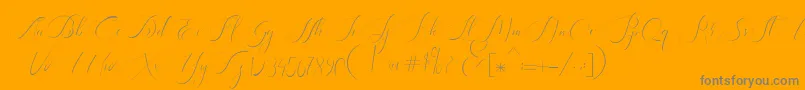 Heavenly Regular demo version-Schriftart – Graue Schriften auf orangefarbenem Hintergrund