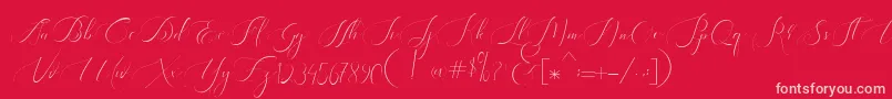 Heavenly Regular demo version-Schriftart – Rosa Schriften auf rotem Hintergrund