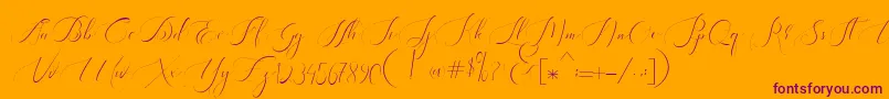Heavenly Regular demo version-Schriftart – Violette Schriften auf orangefarbenem Hintergrund
