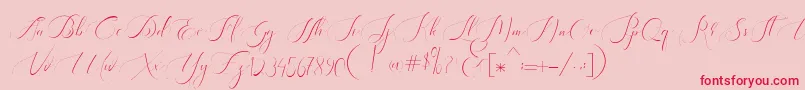 Heavenly Regular demo version Font – Red Fonts on Pink Background