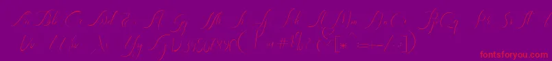 Heavenly Regular demo version Font – Red Fonts on Purple Background