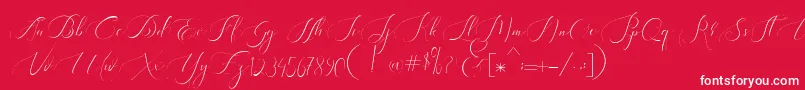 Heavenly Regular demo version-Schriftart – Weiße Schriften auf rotem Hintergrund