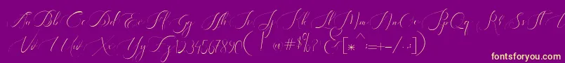 Heavenly Regular demo version-Schriftart – Gelbe Schriften auf violettem Hintergrund
