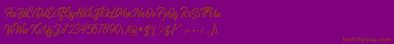 Heavenly Script-fontti – ruskeat fontit violetilla taustalla