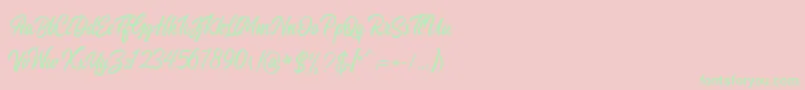 Heavenly Script-Schriftart – Grüne Schriften auf rosa Hintergrund