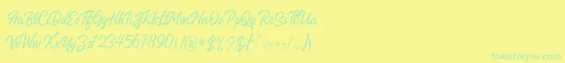 Heavenly Script Font – Green Fonts on Yellow Background
