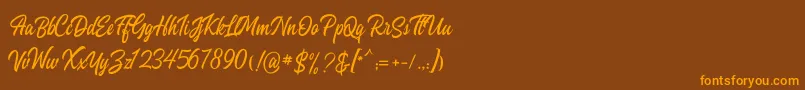 Heavenly Script Font – Orange Fonts on Brown Background
