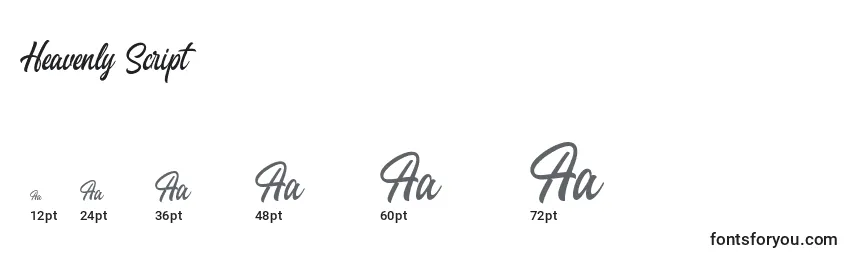 Heavenly Script Font Sizes