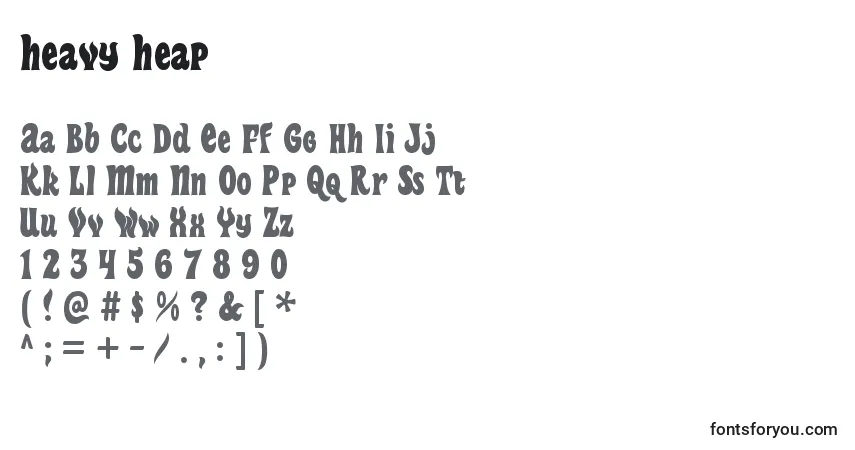 Czcionka Heavy heap – alfabet, cyfry, specjalne znaki